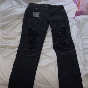 Brand New Zaful Distressed Black Jeans
